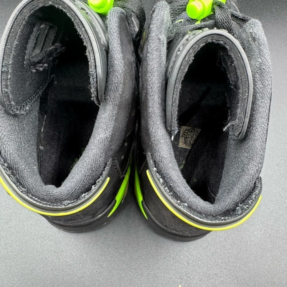 Jordan Black and Green Sneakers with Air Unit and Perforated Panels